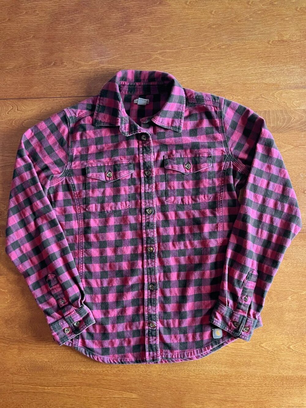 Carhartt red buffalo plaid flannel shirt XS 0/2